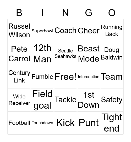 Football  Bingo Card