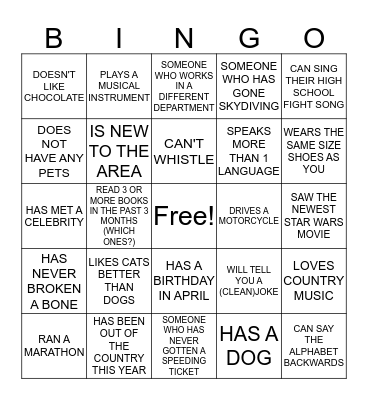 DAC Bingo Card
