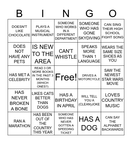 DAC Bingo Card
