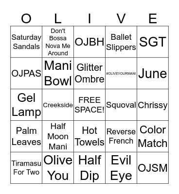 O&J BINGO Card