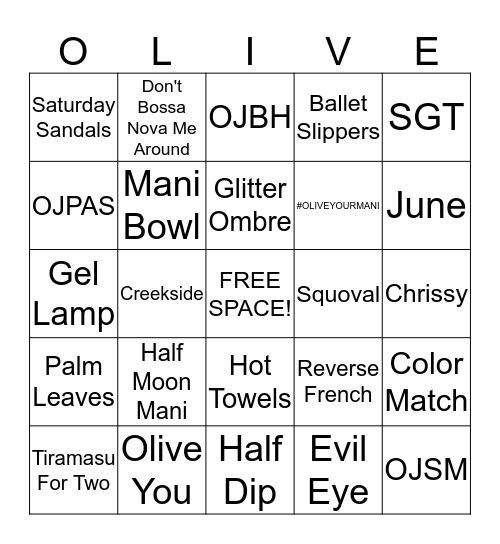 O&J BINGO Card