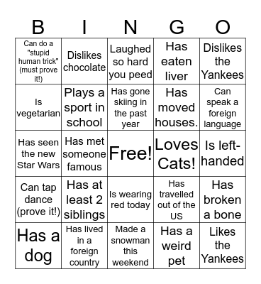 Find Someone Who Bingo Card