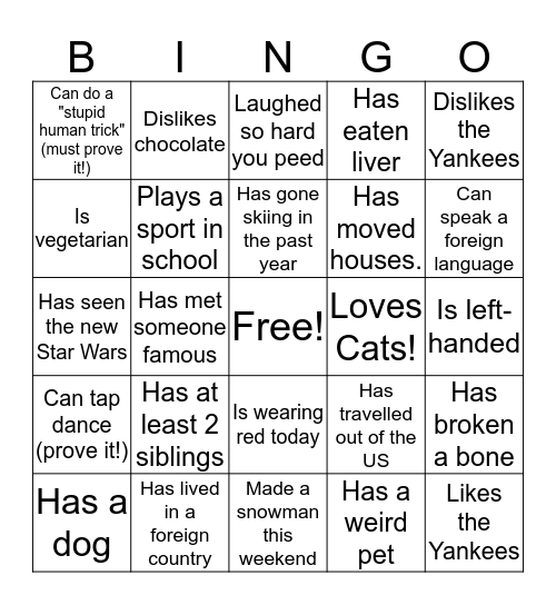 Find Someone Who Bingo Card