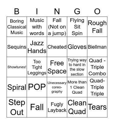 Skater Bingo (Men) Bingo Card