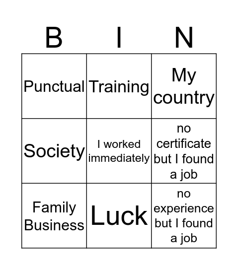 BINGO! Bingo Card