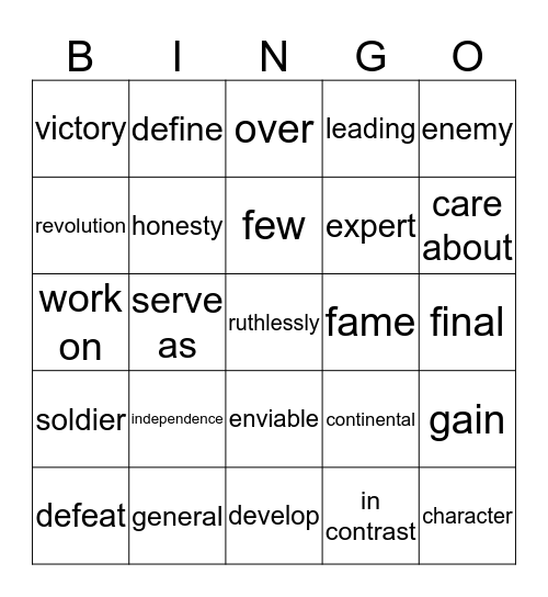 garam Bingo Card