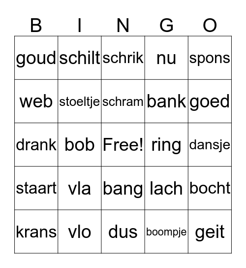 Klaar voor de woordbingo?  Bingo Card