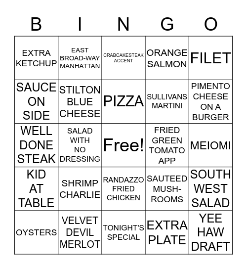 FRIDAY FUN Bingo Card