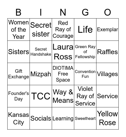Beta Sigma Phi Of Tampa Bingo Card