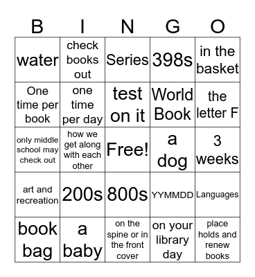 Library Bingo Card