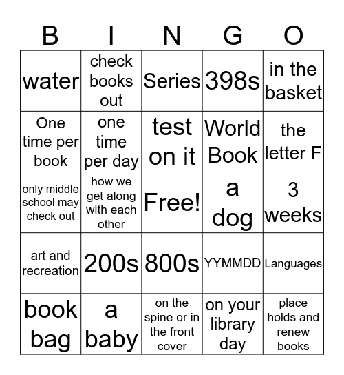 Library Bingo Card