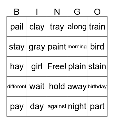 2nd Grade, Lesson 12 Bingo Card
