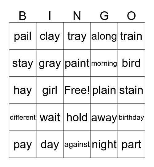2nd Grade, Lesson 12 Bingo Card