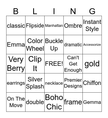 BLINGO! Bingo Card