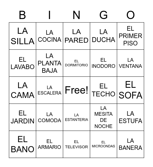 LA CASA 1 Bingo Card