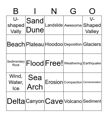 Earth Science Bingo Card