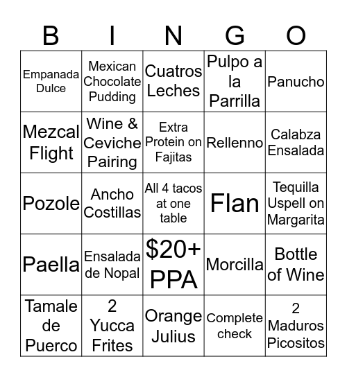 FRIDAY NIGHT BINGO!!! Bingo Card