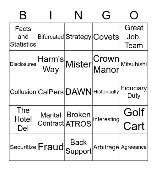 BOWER BINGO Card
