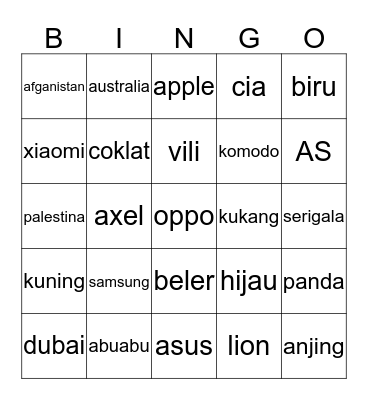 BINGONYA AXEL Bingo Card