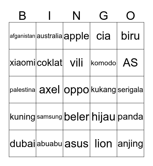 BINGONYA AXEL Bingo Card