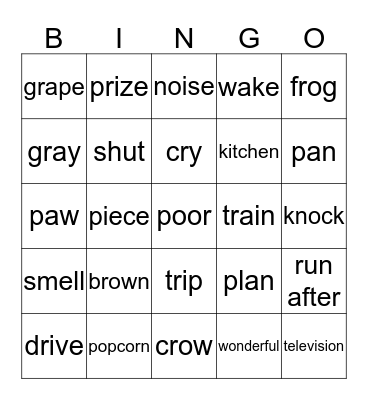 Wordlist 15 Bingo Card