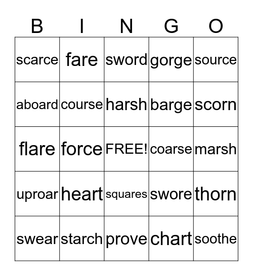 Unit 1 Week 4 Vocabulary Bingo Card