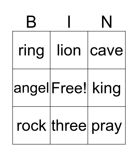 Daniel & the Lions Den Bingo Card