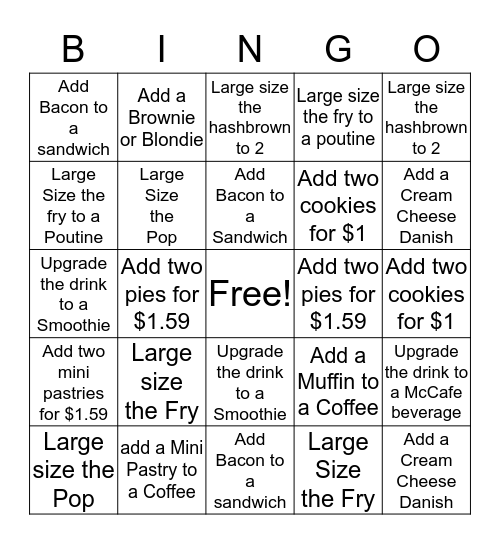 Suggestive Sell Bingo! Bingo Card