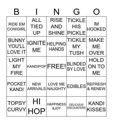 BEDROOM KANDI BY SAPRINA Bingo Card