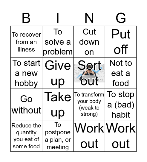 Health and Lifestyle - Phrasal Verbs Bingo Card