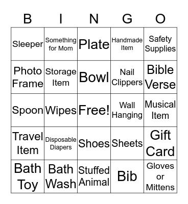 Baby Shower Bingo Card