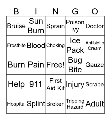 First Aid Bingo Card