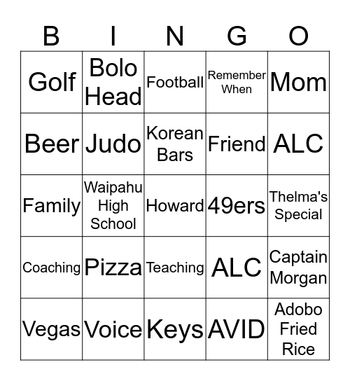 There's something about Howard Bingo Card