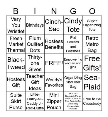 Thirty-One! Bingo Card