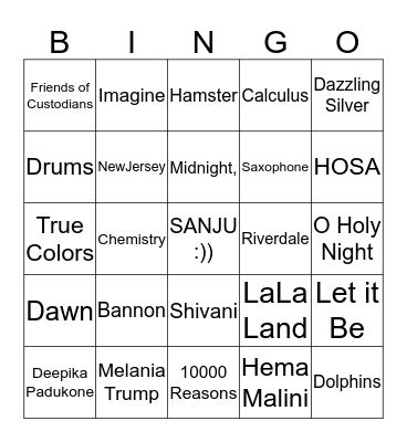 HOW WELL DO YOU KNOW SANJANA?? Bingo Card