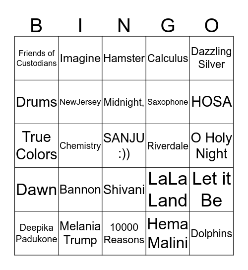 HOW WELL DO YOU KNOW SANJANA?? Bingo Card