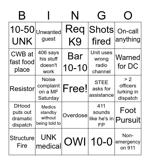 Dispatch Bingo- Red Nights Bingo Card