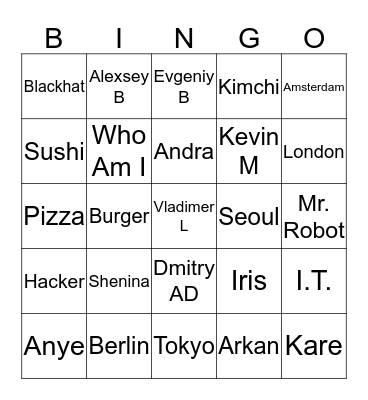 T9!BINGO Card
