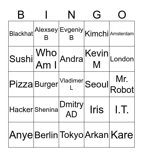 T9!BINGO Card