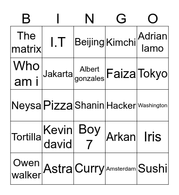 punya shanin  Bingo Card