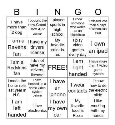 EST Bingo Card