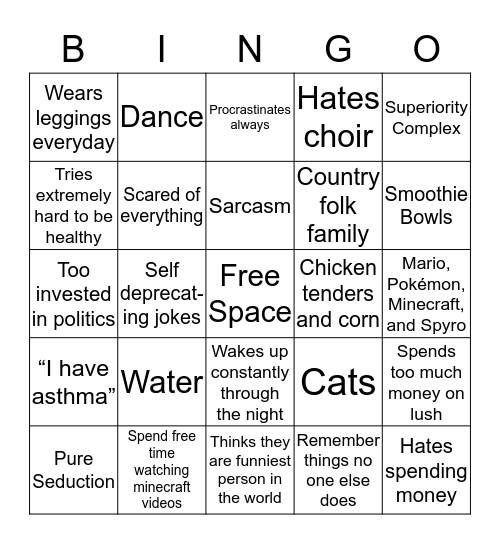 Jordynne Bingo Card