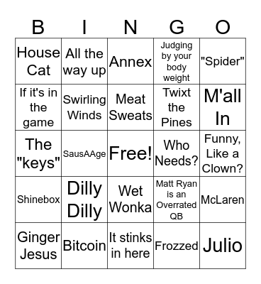 Cabin Weekend 2018 Bingo Card