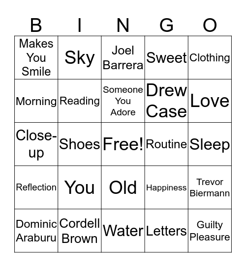 Yearbook Bingo Card