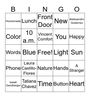 Yearbook Bingo Card