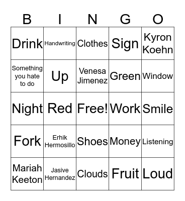 Untitled Bingo Card