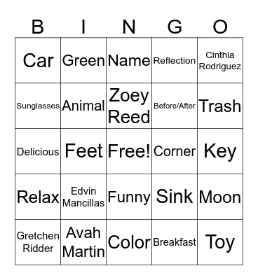 Yearbook Bingo Card