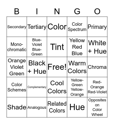 Color Theory Bingo Card