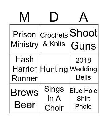 Name That Person Bingo Card