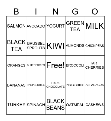 FOOD MOOD  Bingo Card